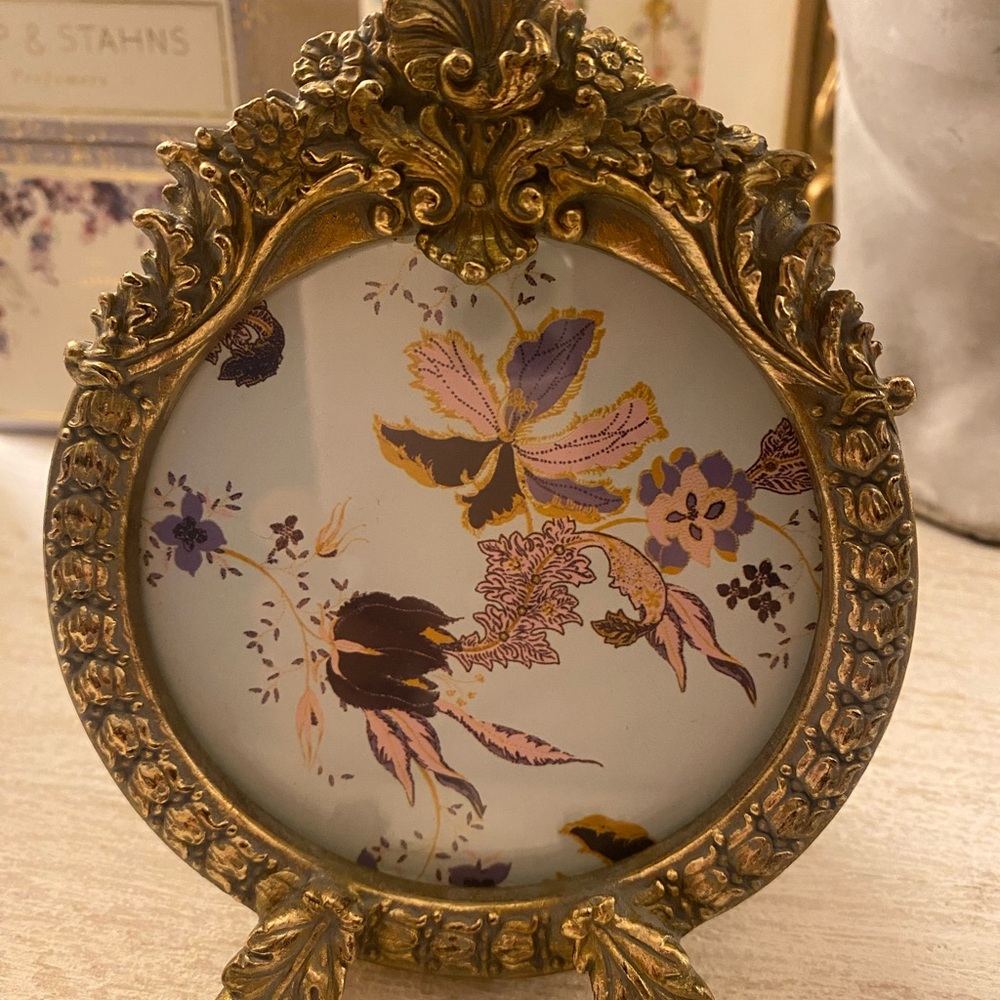 Anthropologie Gold and Purple Floral picture frame